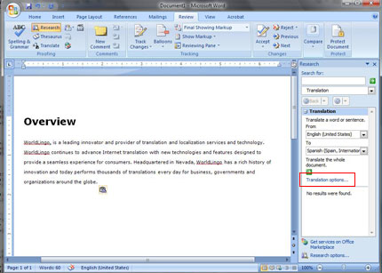 Screenshot showing context menus in Microsoft Word 2007